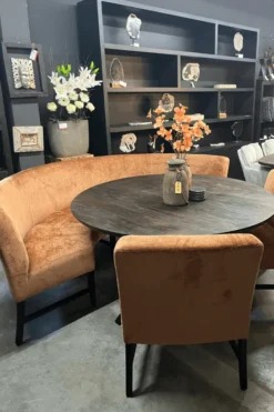 Ronde eetkamerbank met 2 stoelen