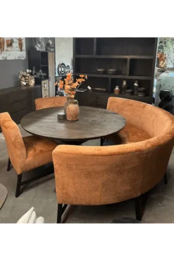 Ronde eetkamerbank met 2 stoelen