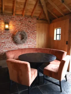 Ronde eetkamerbank met 2 stoelen