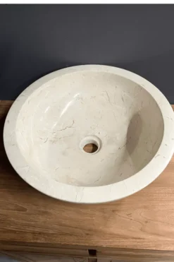 Ronde Marmeren Wasbak – Beige / Crème D 40 cm