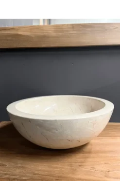 Ronde Marmeren Wasbak – Beige / Crème D 40 cm