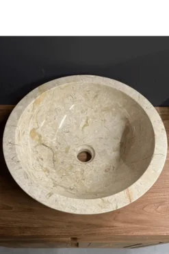 Ronde Marmeren Wasbak – Beige / Crème D 40 cm