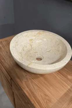 Ronde Marmeren Wasbak – Beige / Crème D 40 cm