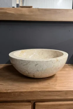 Ronde Marmeren Wasbak – Beige / Crème D 40 cm