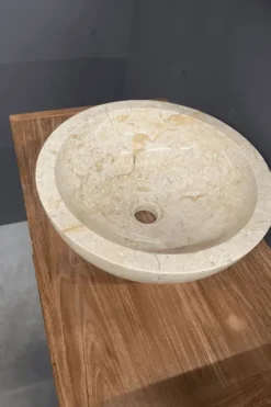 Ronde Marmeren Wasbak – Beige / Crème D 40 cm
