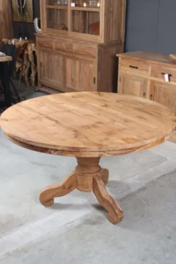 Ronde teak eettafel klassieke poot