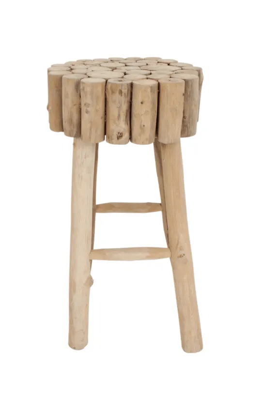 Ronde teakhouten barkruk