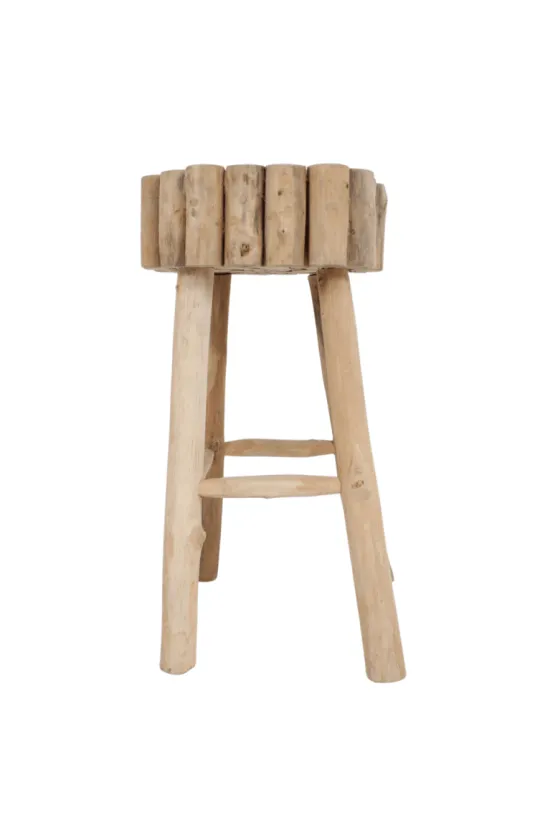 Ronde teakhouten barkruk