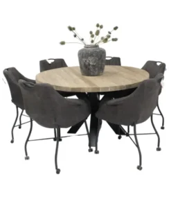 Ronde teak houten eettafel
