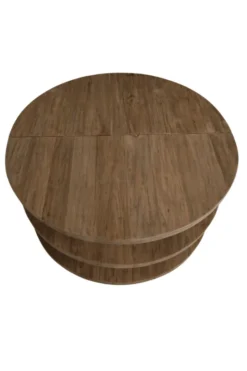 Ronde Teakhouten Salontafel – Uitschuifbaar & Met Plankjes