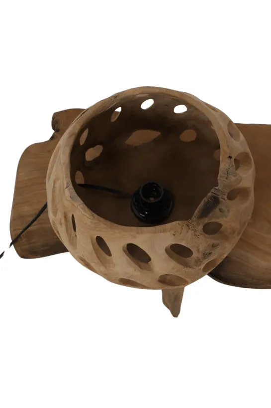 Ronde Teak Houten Tafellamp