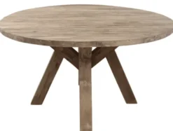 Ronde teakhouten tafel 150 met houten poot
