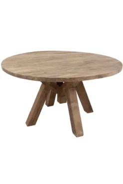 Ronde teakhouten tafel 150 met houten poot