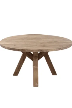 Ronde teakhouten tafel 150 met houten poot