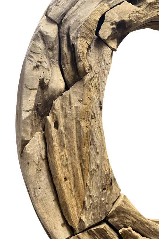 Ronde Wortel Teak Spiegel