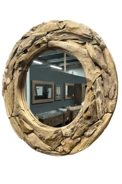 Ronde Wortel Teak Spiegel