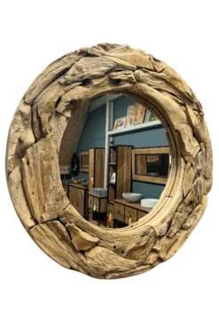 Ronde Wortel Teak Spiegel