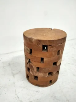 Rond teakhouten krukje