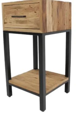 Ruw Teakhouten Nachtkastje / Bijzettafel 40x40x75 cm aanbieding laatste stuk