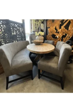 Set van 3 eetkamerstoelen + eetkamerbank ovaal