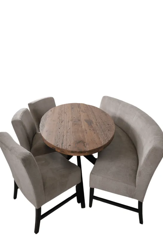 Set van 3 eetkamerstoelen + eetkamerbank ovaal