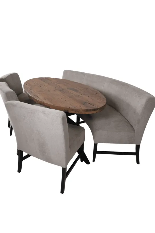 Set van 3 eetkamerstoelen + eetkamerbank ovaal