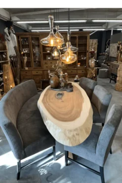 Set van 3 eetkamerstoelen + eetkamerbank ovaal