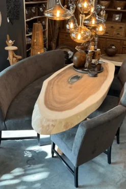 Set van 3 eetkamerstoelen + eetkamerbank ovaal