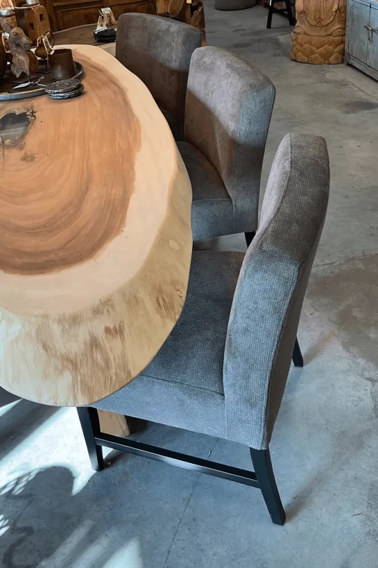 Set van 3 eetkamerstoelen + eetkamerbank ovaal