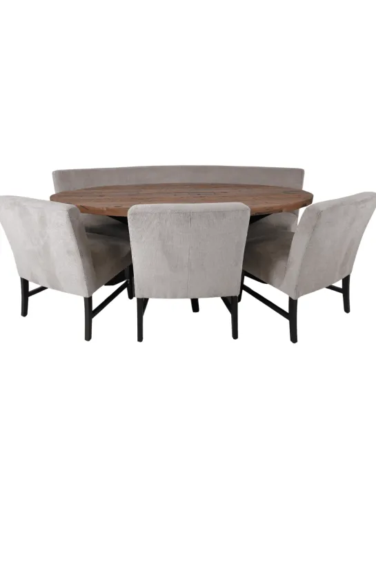 Set van 3 eetkamerstoelen + eetkamerbank ovaal