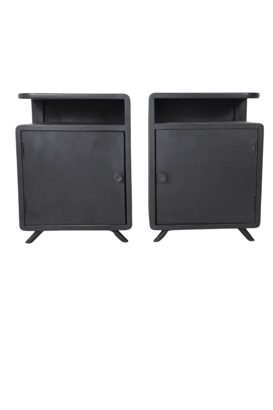 Set van 2 kleine zwarte nachtkastjes