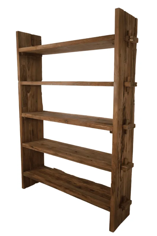 Stoer boekenrek oud hout