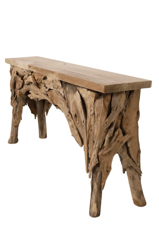 Stoere grove teak houten side table 160 cm