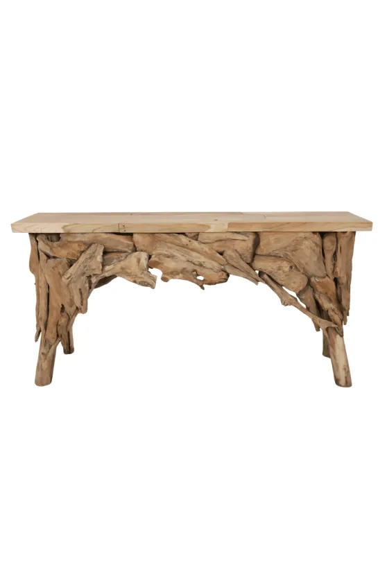 Stoere grove teak houten side table 160 cm