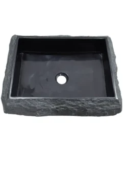 Stoere zwarte natuurlijke wasbak 50×40 cm