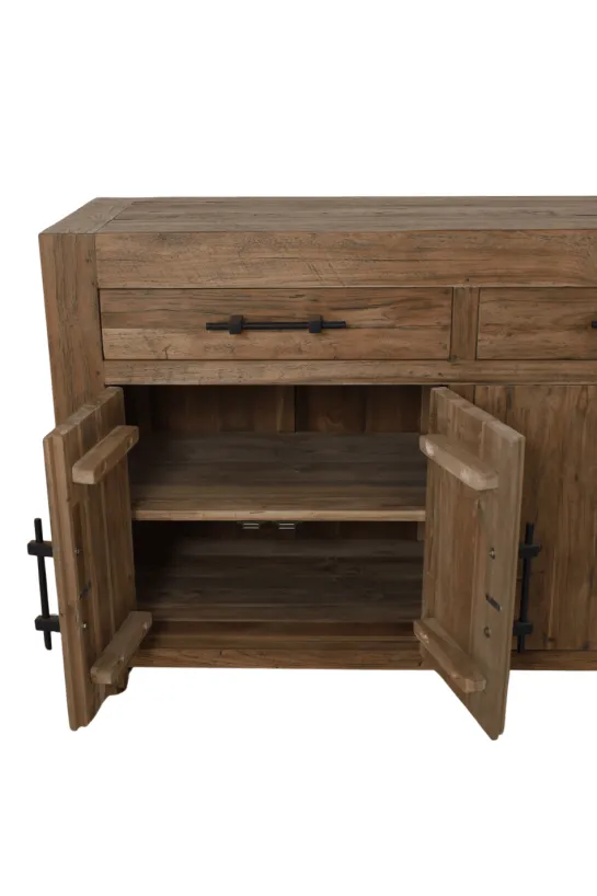 Stoer robuust dressoir teak hout 200 cm