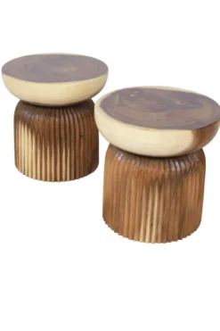 Suar Houten Bijzettafel met Ribbels