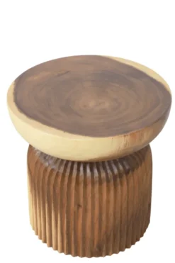 Suar Houten Bijzettafel met Ribbels