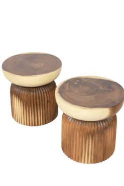 Suar Houten Bijzettafel met Ribbels