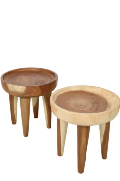 Suar Houten Bijzettafel – Rond met Opstaand Randje