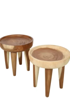 Suar Houten Bijzettafel – Rond met Opstaand Randje