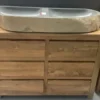 Teakhouten badkamermeubel met grote rivierkei