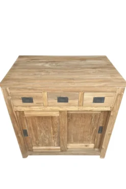 Teakhouten badkamermeubel met schuifdeuren 80 cm