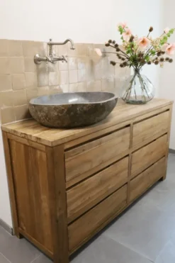 Teakhouten badkamermeubel met lade