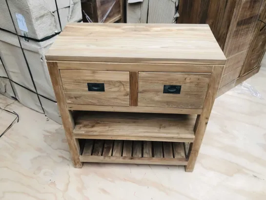 Teakhouten badkamermeubel met lades en planken
