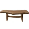 Teak Houten Bankje met Boomstam blad