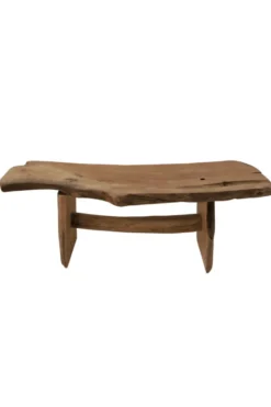 Teak Houten Bankje met Boomstam blad
