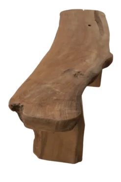 Teak Houten Bankje met Boomstam blad