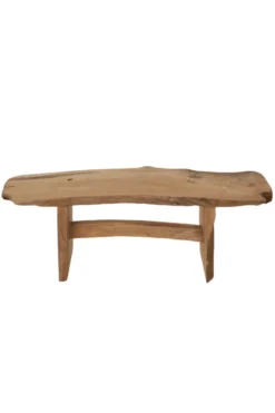 Teak Houten Bankje met Boomstam blad