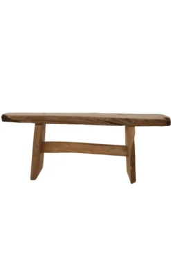 Teak Houten Bankje met Boomstam blad